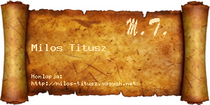 Milos Titusz névjegykártya